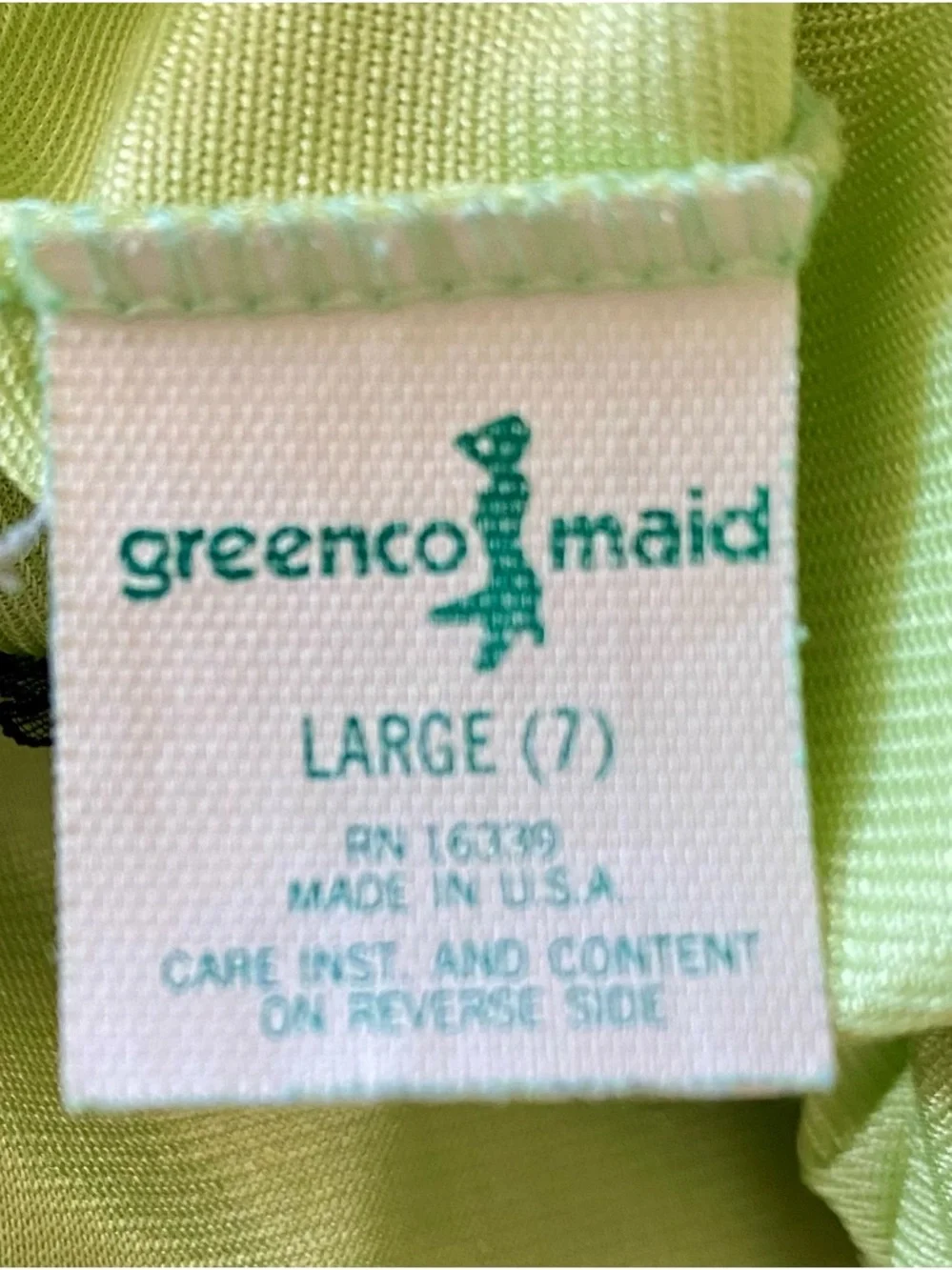 Vintage 60s GREENCO MAID Embellished Half Slip *Large* Green Nylon Side Split - Picture 4 of 5